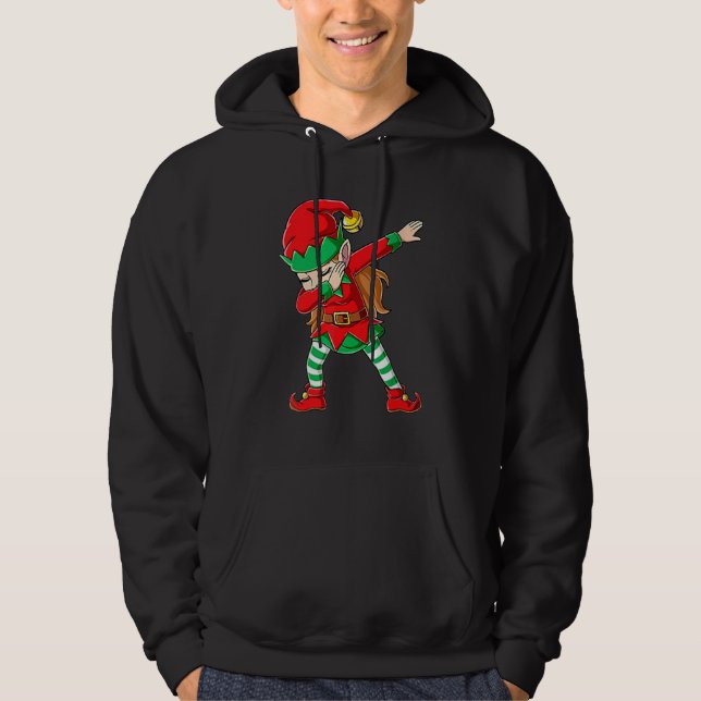 Dabbing Elf Girl Family X mas Dab Hoodie (Framsida)