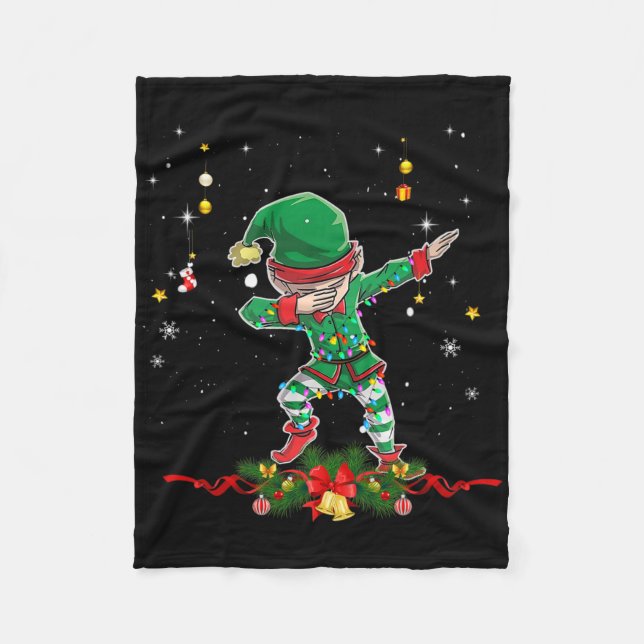 Dabbing Elf Shirt Costume jul Squad Manar Boy Fleecefilt (Framsidan)