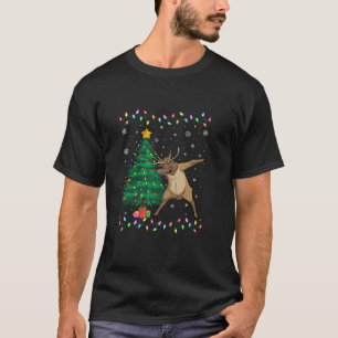 Dabbing Elk Julafton Träd Ljus Ugly Jul Sweate T Shirt