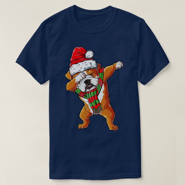 Dabbing English Bulldog juljulbarn Gissningar T Shirt (Design framsida)