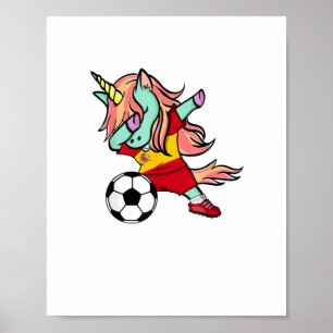 Dabbing Enhörning Fotboll Spanien Tröja Shirt Span Poster