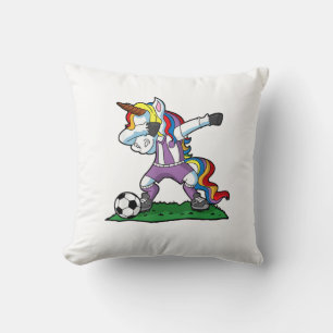 Dabbing Enhörning Fotbollsflickor Kvinnor Lag Trän Kudde