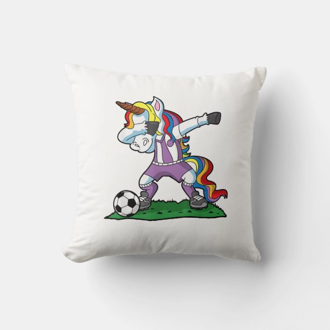 Dabbing Enhörning Fotbollsflickor Kvinnor Lag Trän Kudde (Framsida)
