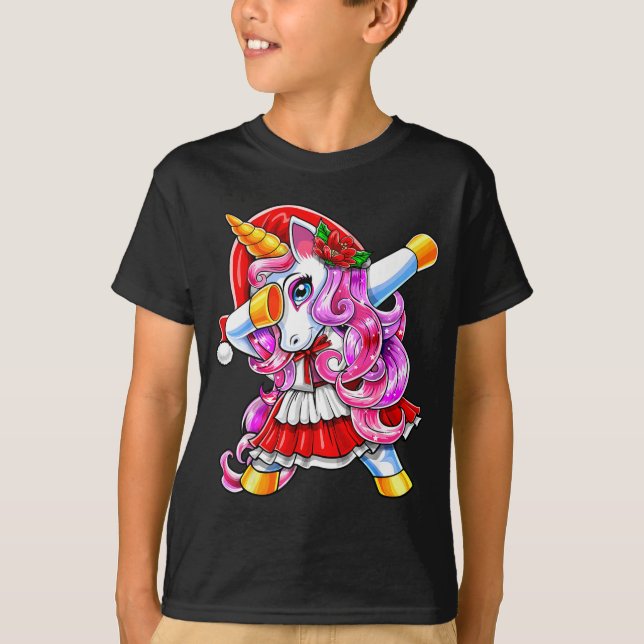 Dabbing Enhörning Jul Tomte Kostym Enhörning Gi T Shirt (Framsida)