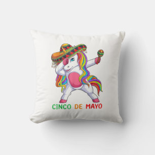 Dabbing Enhörning Låt oss fiesta Cinco de Mayo Bar Kudde