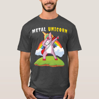 Dabbing Enhörning Regnbåge Metal Musik Heavy Rock  T Shirt