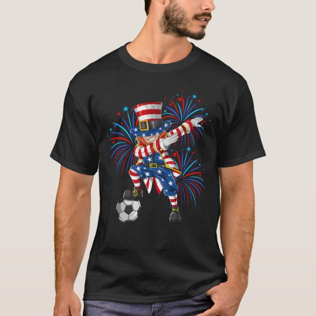 Dabbing farbror Sam 4:e juli Amerikanska Flagga T Shirt (Framsida)