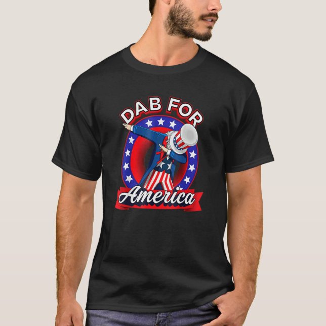 Dabbing farbror Sam 4:e juli Independence day T Shirt (Framsida)