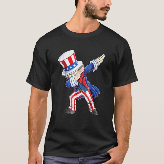 Dabbing farbror Sam 4:e juli Kids Boys Girl T Shirt (Framsida)