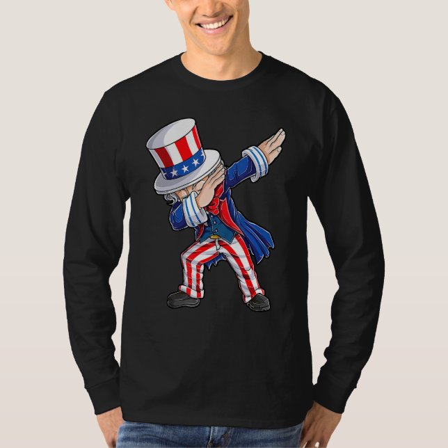 Dabbing farbror Sam 4:e juli Kids Boys Manar T Shirt (Framsida)