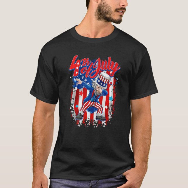Dabbing farbror Sam Fjärde juli T Shirt (Framsida)
