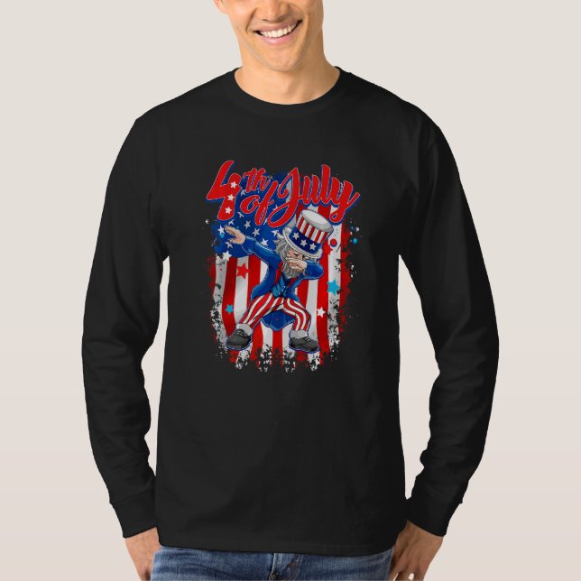 Dabbing farbror Sam Fjärde juli T Shirt (Framsida)
