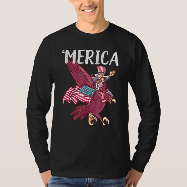 Dabbing farbror Sam Riding Eagle Merica 4 juli T Shirt (Framsida)