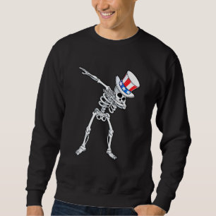 Dabbing farbror Sam Skeleton 4 juli Lång Ärmad Tröja