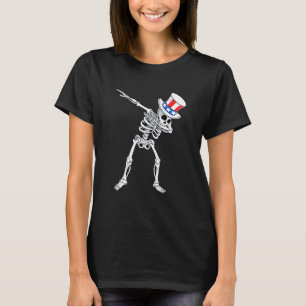 Dabbing farbror Sam Skeleton 4 juli T Shirt