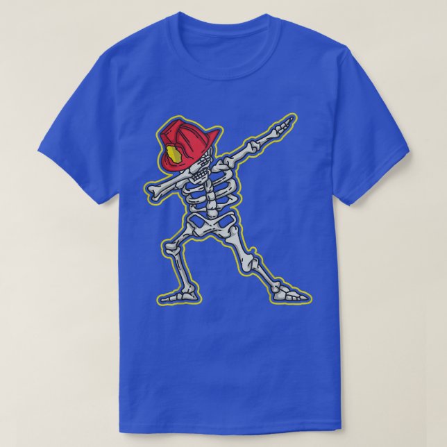 Dabbing Firefighter Skeleton Coola Scary Halloween T Shirt (Design framsida)