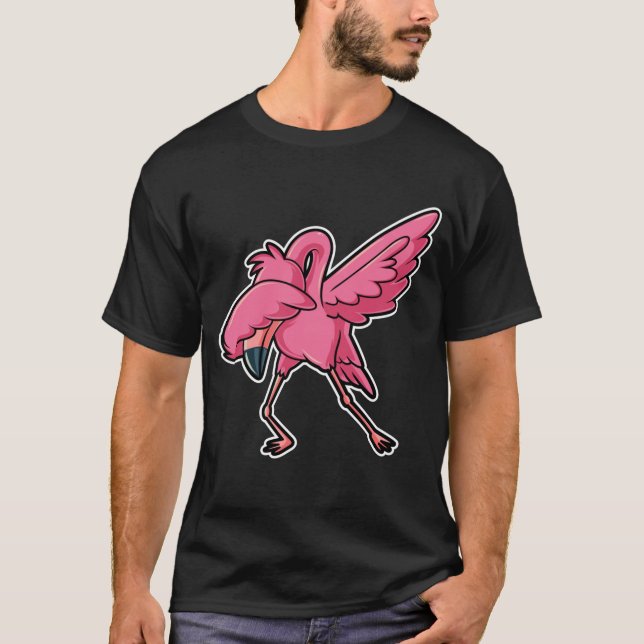 Dabbing Flamingo Dab Funny Gift T Shirt (Framsida)