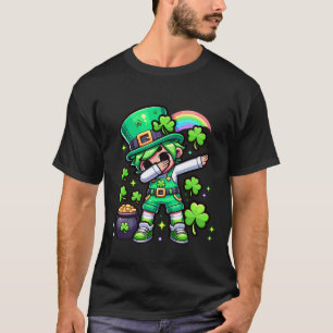 Dabbing Flicka Leprechaun St. Patricks Day Regnbåg T Shirt