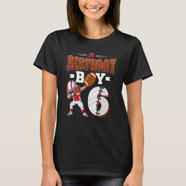 Dabbing Football Boy 6 Birthday Boy Football 6e B T Shirt (Framsida)