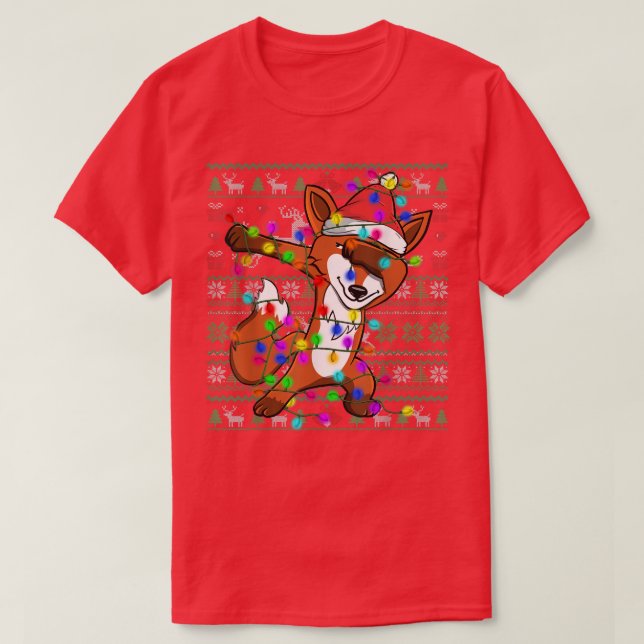 Dabbing för Fairy Ljus Ugly jul Sweater Cos T Shirt (Design framsida)