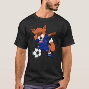 Dabbing Fox New Zealand Soccer Fläkt Jersey Footba T Shirt