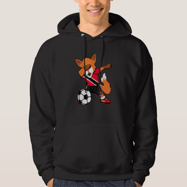 Dabbing Fox Trinidad och Tobago Soccer Fläkt Jerse Hoodie (Framsida)