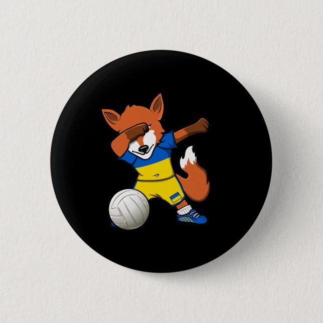 Dabbing Fox Ukraine Volleyll Fans Jersey Ukrainian Knapp (Framsida)