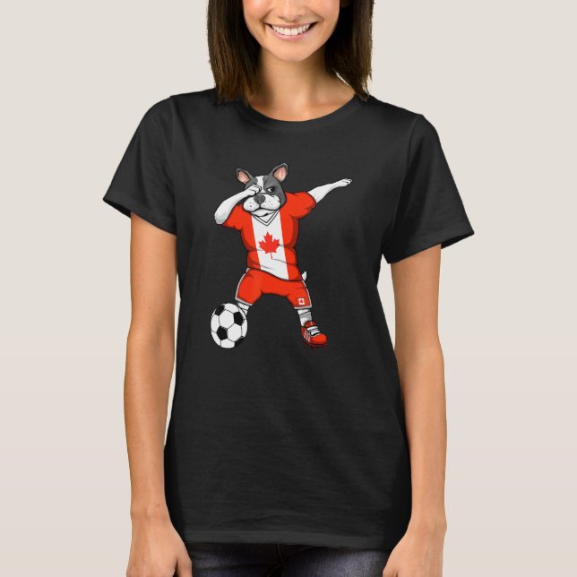 Dabbing Fransk Bulldog Canada Ocer Fläkt Jersey F T Shirt (Framsida)