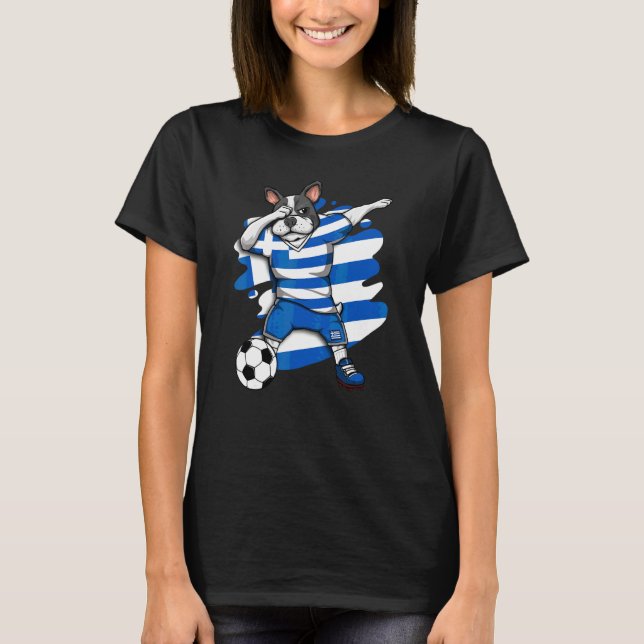 Dabbing Fransk Bulldog Greece Ocer Fläkt Jersey F T Shirt (Framsida)