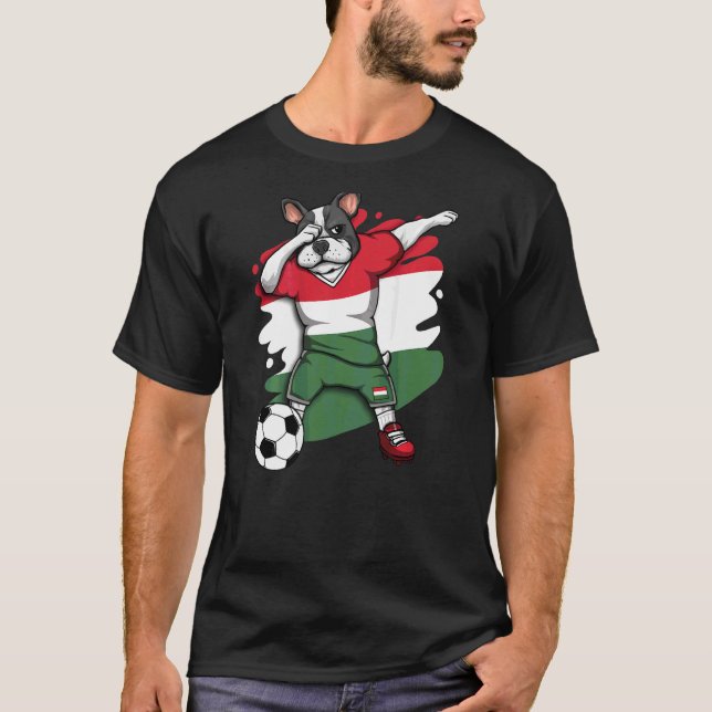 Dabbing Fransk Bulldog Hungary Ocer Fläkt Jersey T Shirt (Framsida)