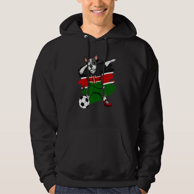 Dabbing Fransk Bulldog Kenya Soccer Fläkt Jersey F Hoodie (Framsida)
