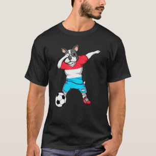 Dabbing Fransk Bulldog Luxembourg Soccer Fläkt Jer T Shirt