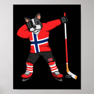 Dabbing fransk bulldog Norge ishockeyfans tröjor Poster