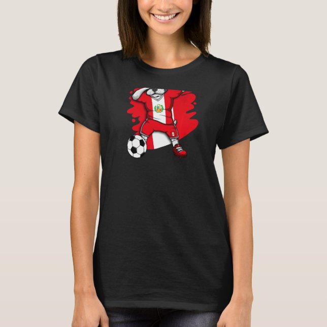 Dabbing Fransk Bulldog Peru Ocer Fläkt Jersey Foo T Shirt (Framsida)