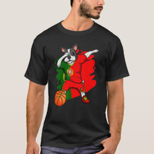 Dabbing Fransk Bulldog Portugal Basketball Fläkt J T Shirt