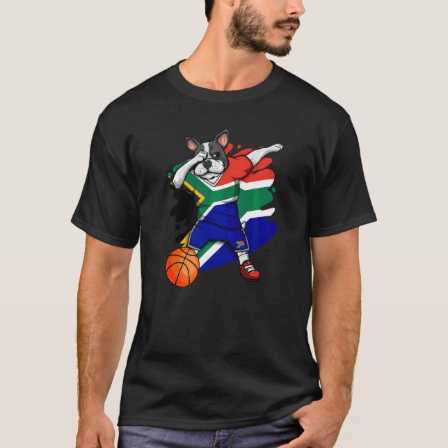 Dabbing Fransk Bulldog South Afrika Basketball Flä T Shirt (Framsida)
