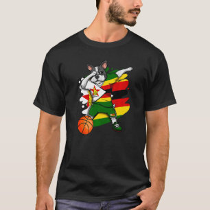 Dabbing Fransk Bulldog Zimbabwe Basketball Fläkt J T Shirt