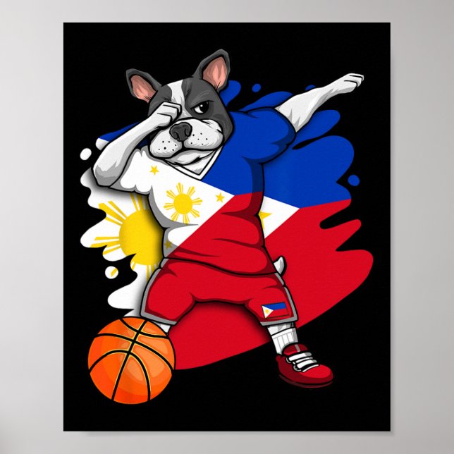 Dabbing French Bulldog Filippinerna Sketll Fan  Poster (Framsidan)