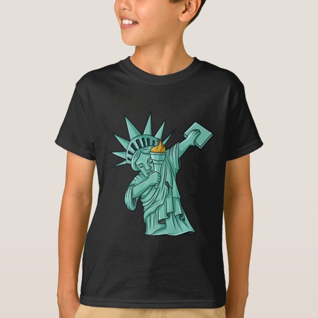 Dabbing Frihetsgudinnan 4:e juli Kids Boys T Shirt (Framsida)