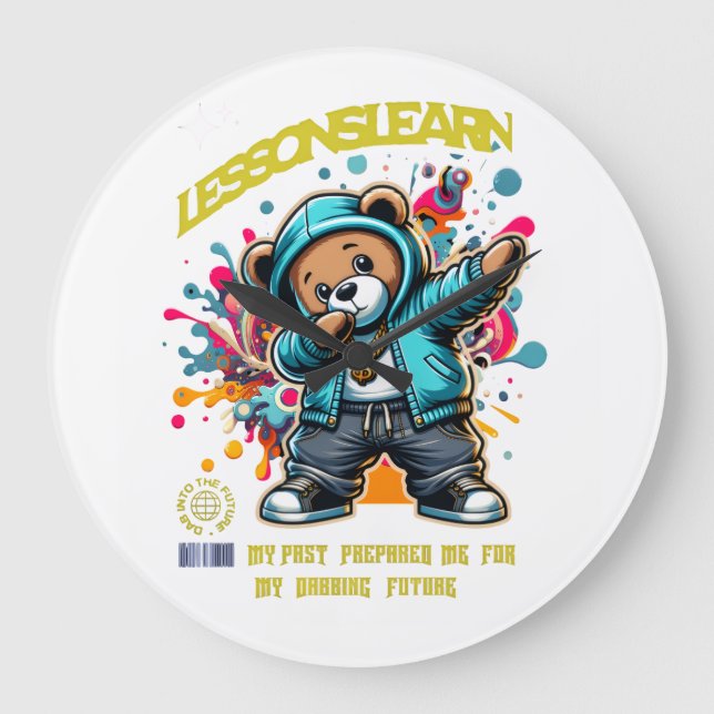 DABBING FUTURE LESSONS LEARN Wall Clock Stor Klocka (Framsida)