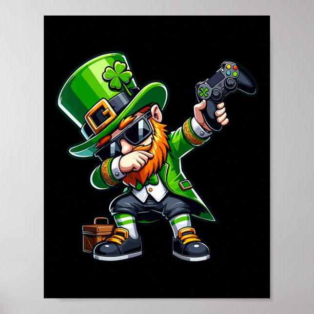 Dabbing Gamer Leprechaun Dab Dance St Pattys St Pa Poster (Framsidan)
