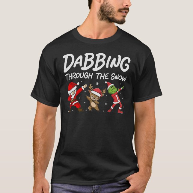 Dabbing genom Snö - Lustigt julstam T Shirt (Framsida)