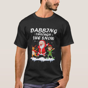 Dabbing genom Snö Santa Elf Reindeer Kristus T Shirt