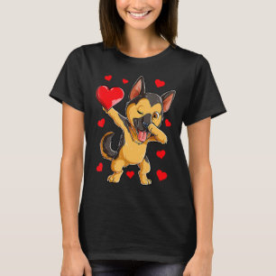 Dabbing German Shepherd Heart Valentines day Boys T Shirt