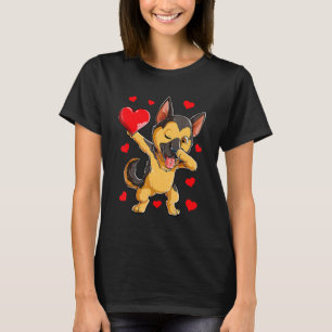 Dabbing German Shepherd Heart Valentines day Boys T Shirt