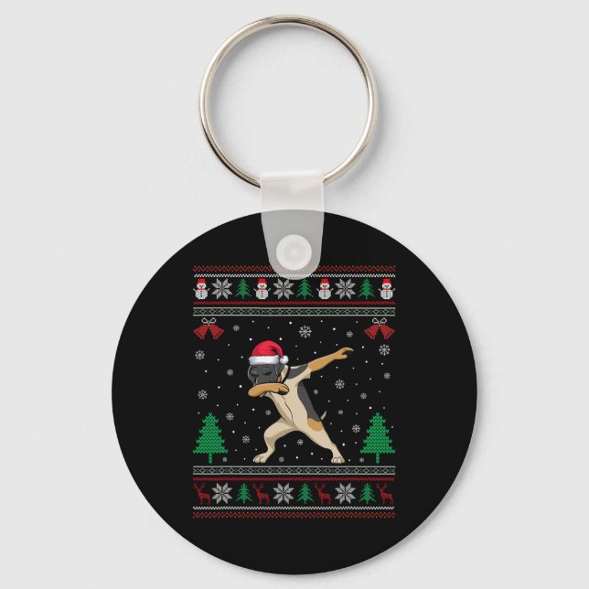 Dabbing German Shorthar Pointer Hund Santa Hat C Nyckelring (Framsida)