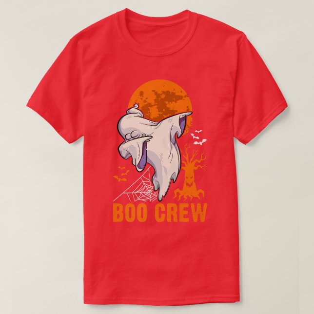 Dabbing Ghost, Halloween, Orange Måne, Boo Crew 15 T Shirt (Design framsida)