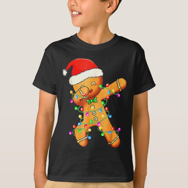Dabbing Gingerbread Christmas  T Shirt (Framsida)