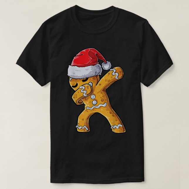 Dabbing Gingerbread Man Funny Christmas Design T Shirt (Design framsida)