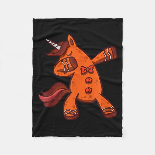 Dabbing Gingerbread Unicorn Cookie Christmas  Fleecefilt (Framsidan)